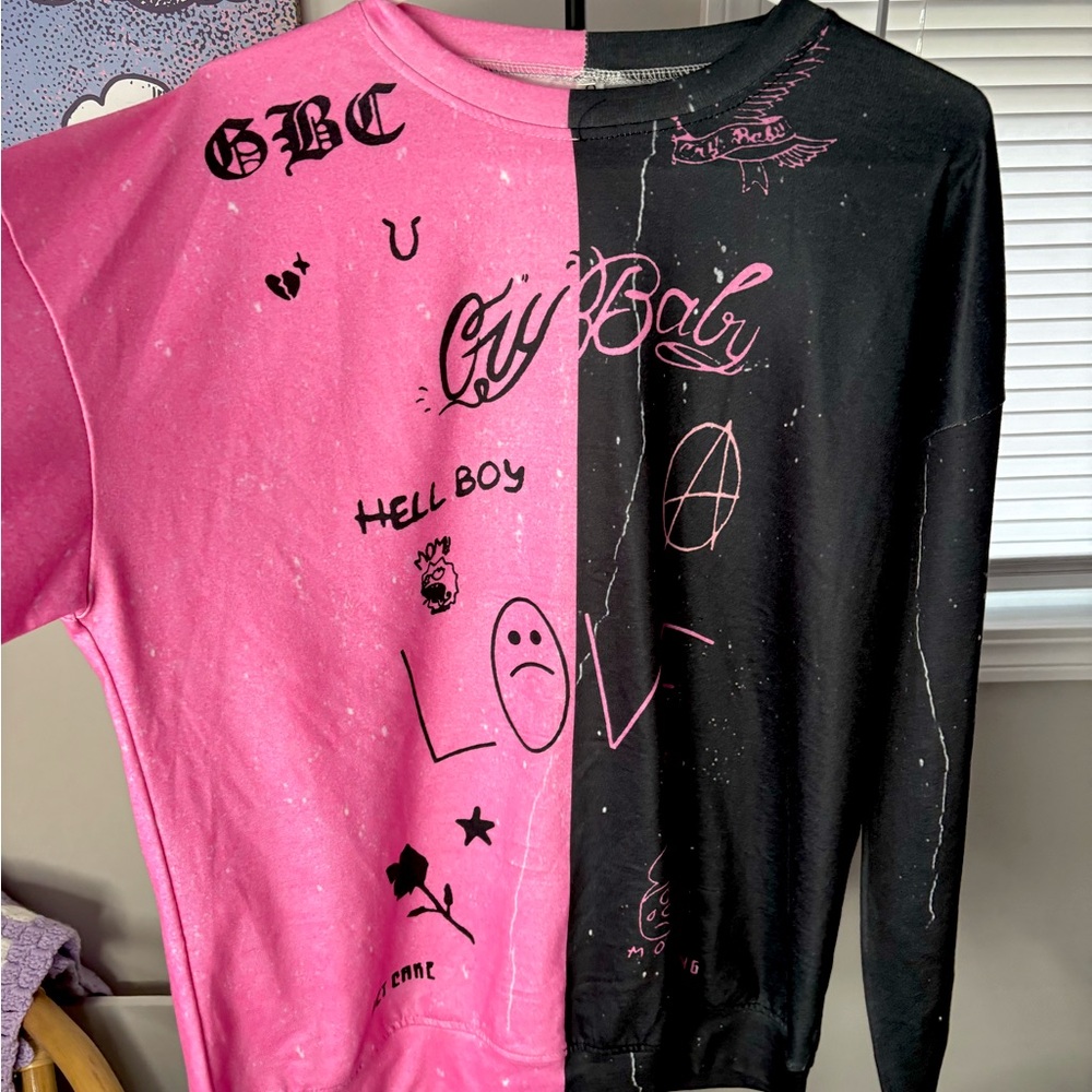 Lil Peep Cry Baby Merch - Crewneck Size XL oversized colorblock sweatshirt